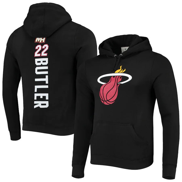 Men's Miami Heat #22 Jimmy Butler Black Team Playmaker Name & Number Pullover NBA Hoodie